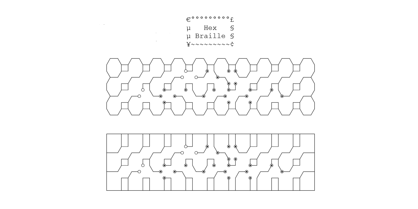 Beispiel einer Hex Braille Regular-Schriftart